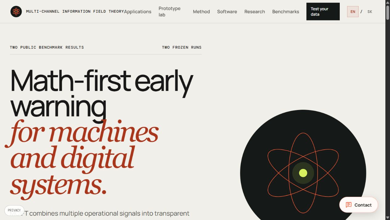 MCIFT website showing its math-first early-warning software